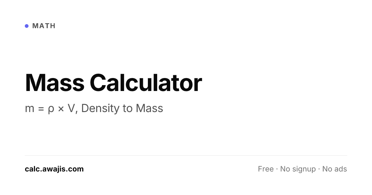 Mass Chart Math Mass Calculator